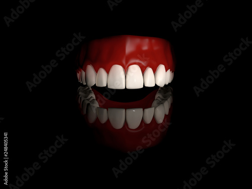 Dental crown installation with reflection   Medically accurate 3d illustration