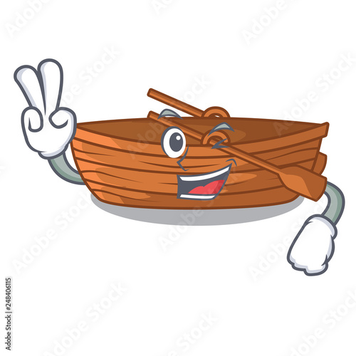 Two finger wooden boats isolated with the cartoons
