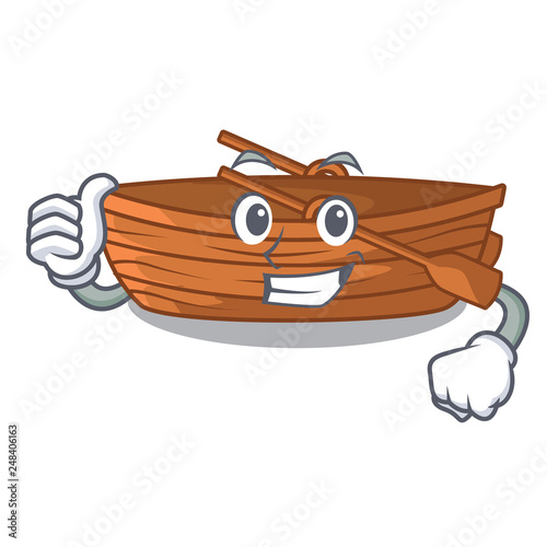 Thumbs up wooden boats isolated with the cartoons