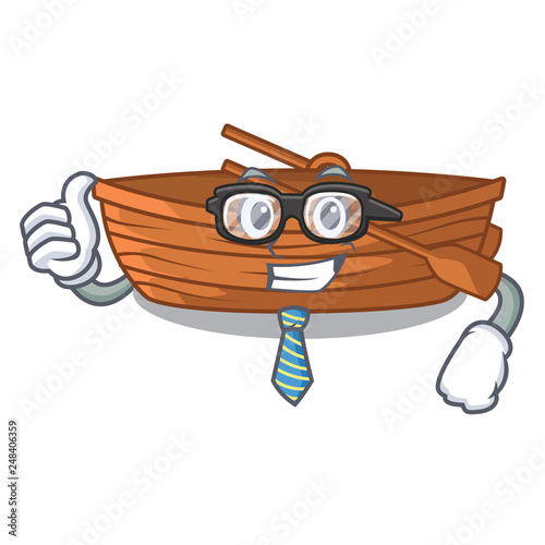 Businessman wooden boats isolated with the cartoons