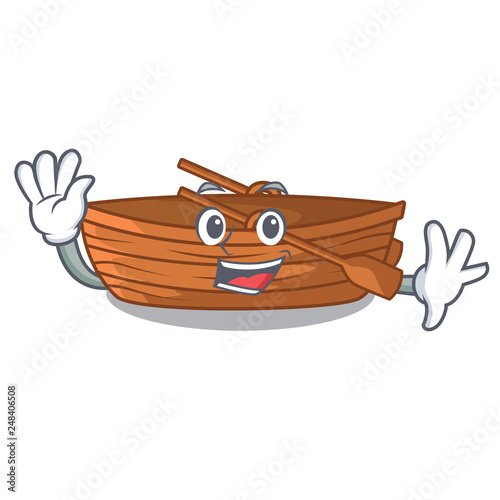Waving wooden boats isolated with the cartoons