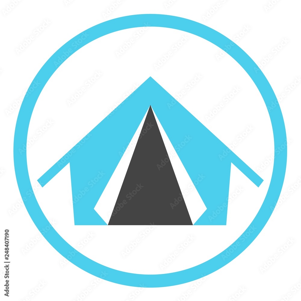 Tourist tent vector icon in a round frame on a white background Tourist tent vector icon in a round frame on a white background