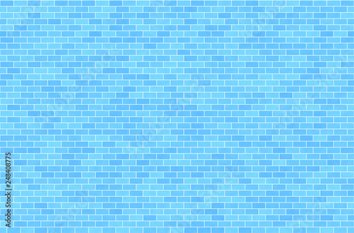 Blue brick wall, abstract seamless background