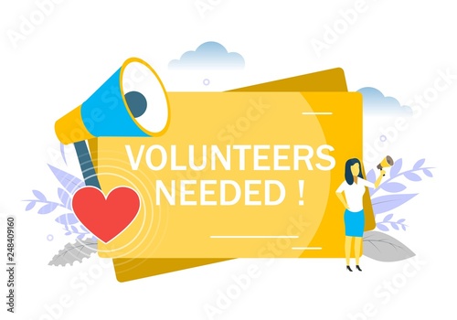 Volunteers needed, vector flat style design illustration