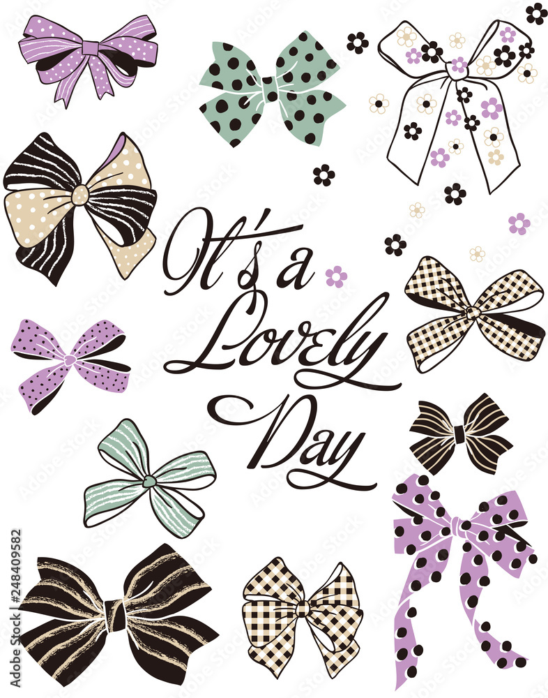 cute bows print design for invitation, greeting card,clip art vector illustration cute bows print design for invitation, greeting card,clip art vector illustration
