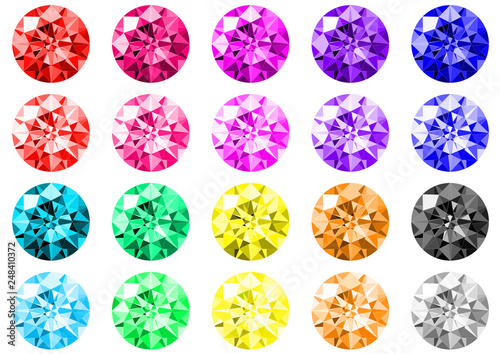 Sparkling  multicolored round cut diamonds and gemstones