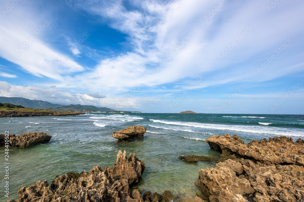 The rock beach in Ninh Thuan province, Vietnam.