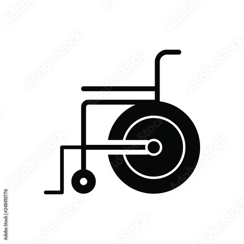Black solid icon for wheelchair wheel chair