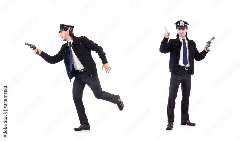Police officer isolated on white Police officer isolated on white