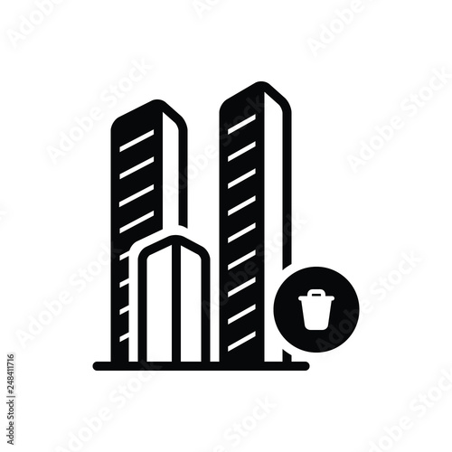 Black solid icon for bulding delete 