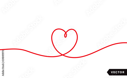 Obraz na płótnie Continuous one line drawing of red heart isolated on white background. Vector illustration w salonie
