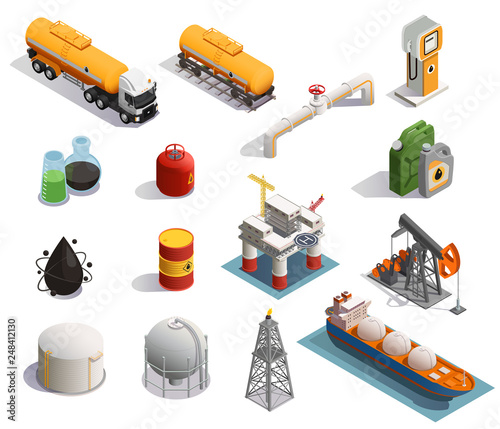 Oil Petroleum Isometric Icons