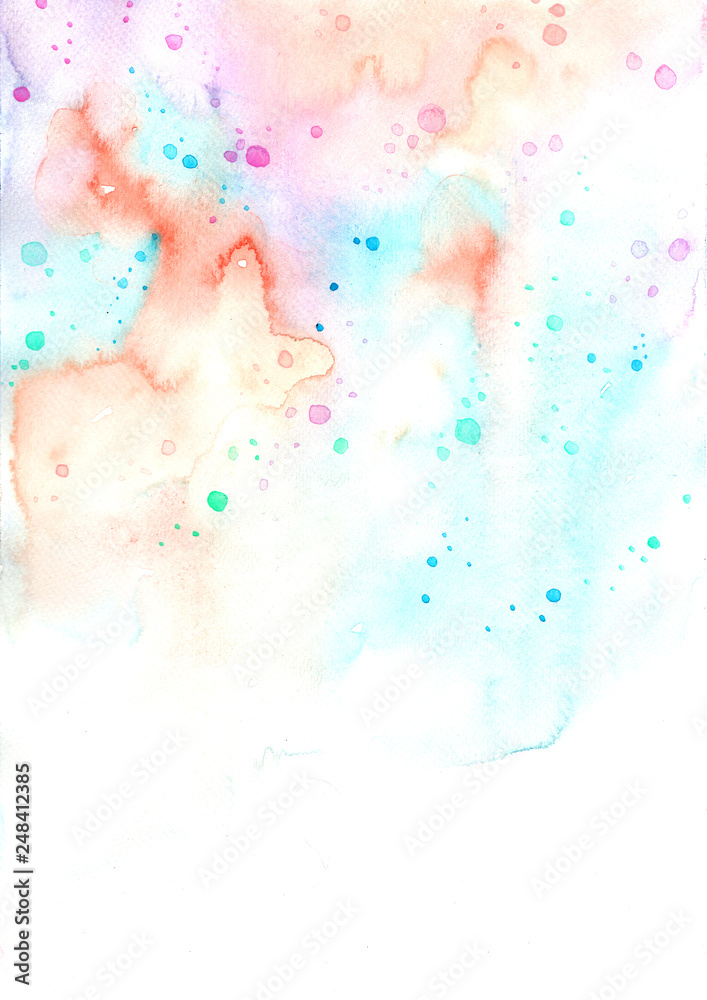 Abstract sweet pastel rainbow watercolor hand painting background for decoration
