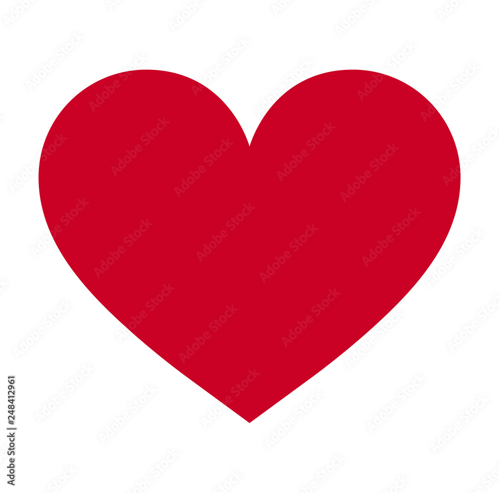 Heart, Symbol of Love and Valentine's Day. Flat Red Icon Isolated on White Background. Vector illustration. - Vector