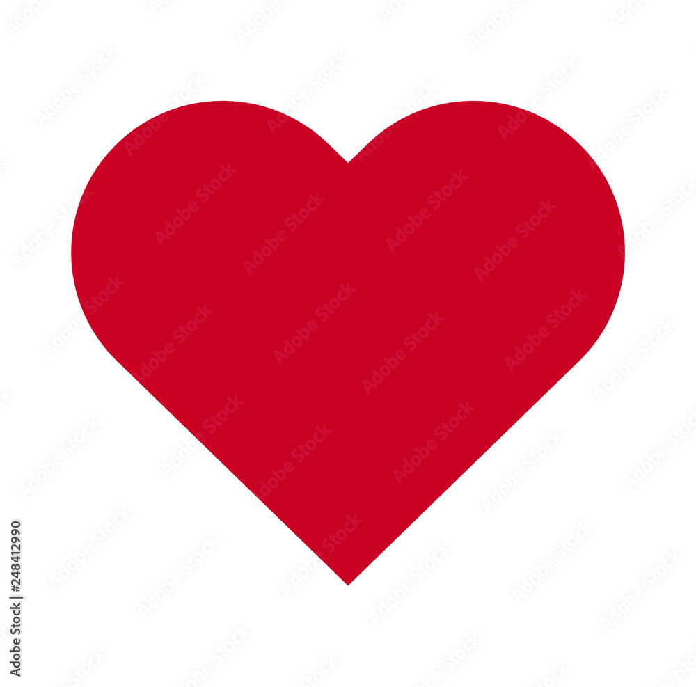 Heart, Symbol of Love and Valentine's Day. Flat Red Icon Isolated on White Background. Vector illustration. - Vector