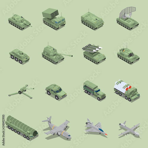 Military Vehicles Isometric Set