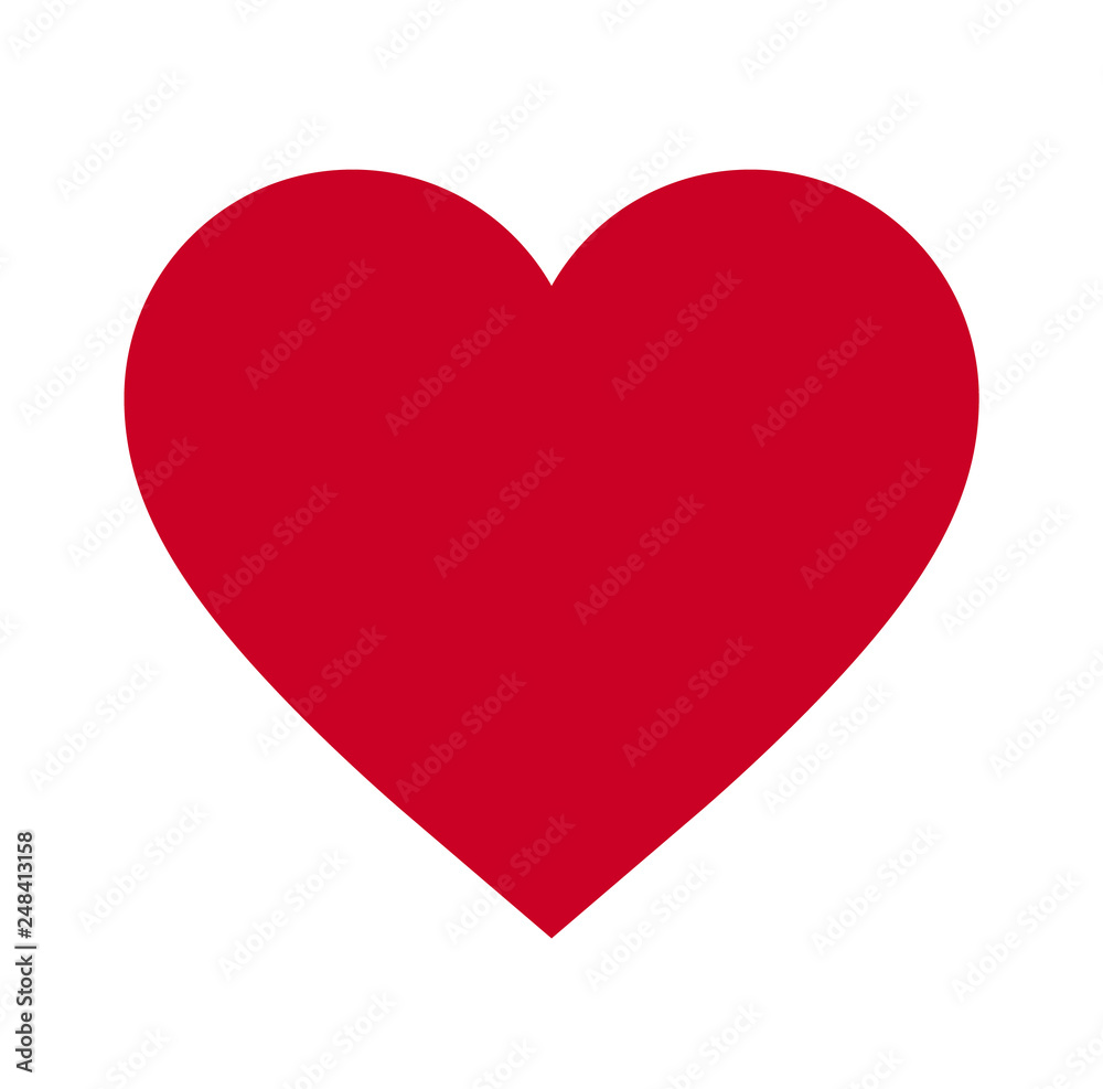 Heart, Symbol of Love and Valentine's Day. Flat Red Icon Isolated on White Background. Vector illustration. - Vector