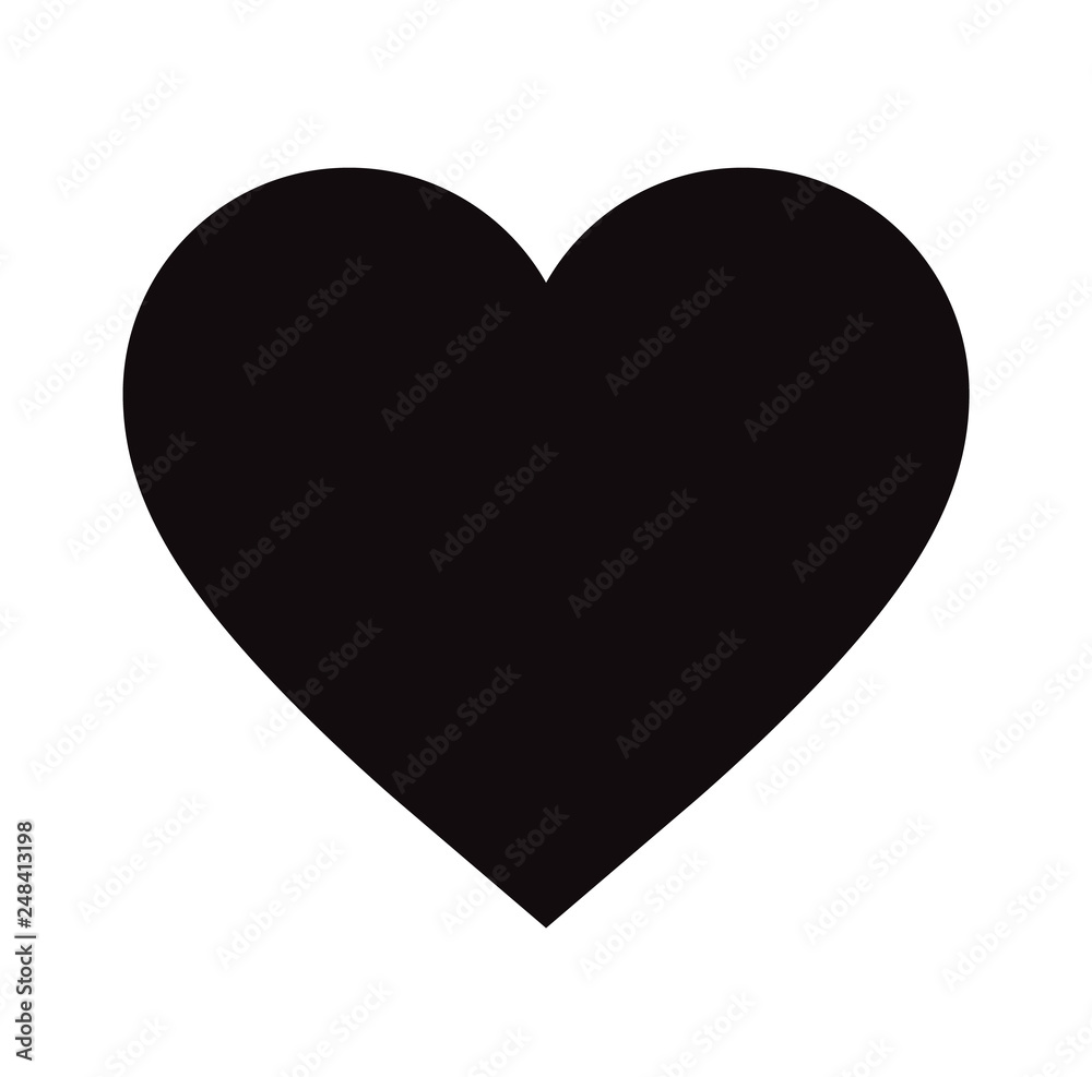 Flat Black Heart Icon Isolated on White Background. Vector illustration. Flat Black Heart Icon Isolated on White Background. Vector illustration.