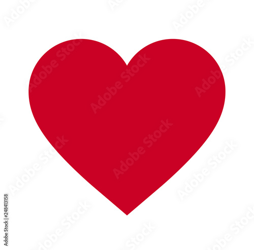 Heart, Symbol of Love and Valentine's Day. Flat Red Icon Isolated on White Background. Vector illustration. - Vector