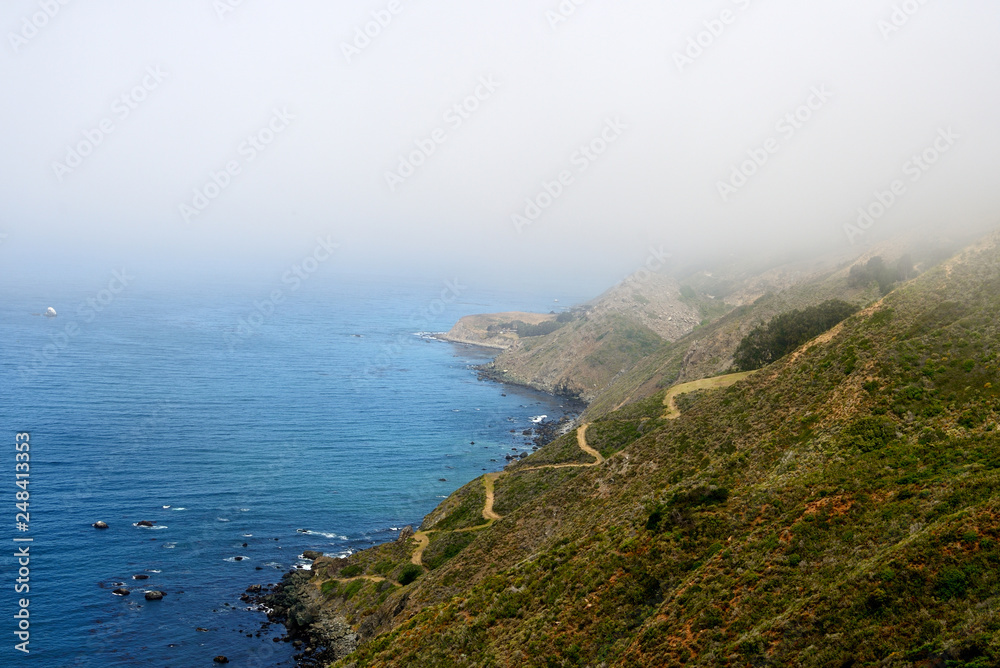 View of the Pacific Ocean from the mountain. California, USA