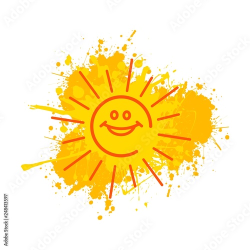 Sunny smile. Positive, joy. Vector icon, white background.