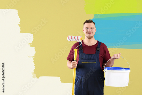 Male decorator in uniform w...