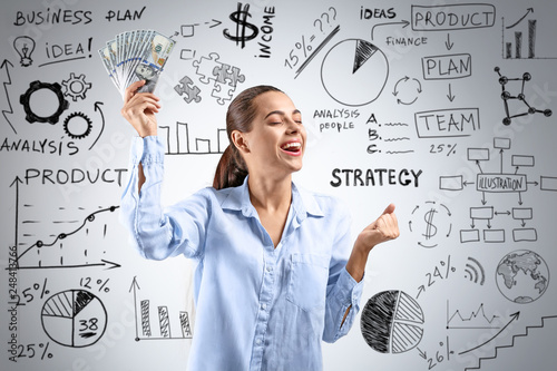 Happy successful woman with...
