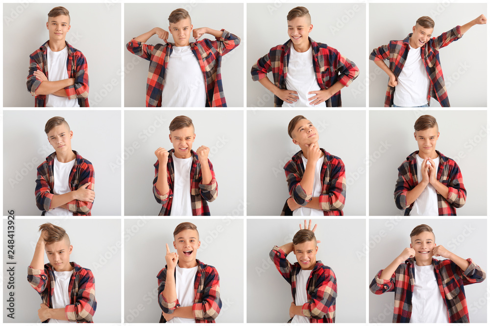 Obraz premium Bothered teenage boy on white background