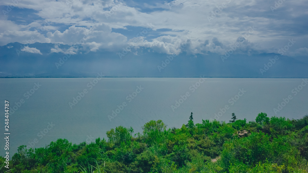 Erhai Lake and mountains in Dali, Yunnan, China Erhai Lake and mountains in Dali, Yunnan, China