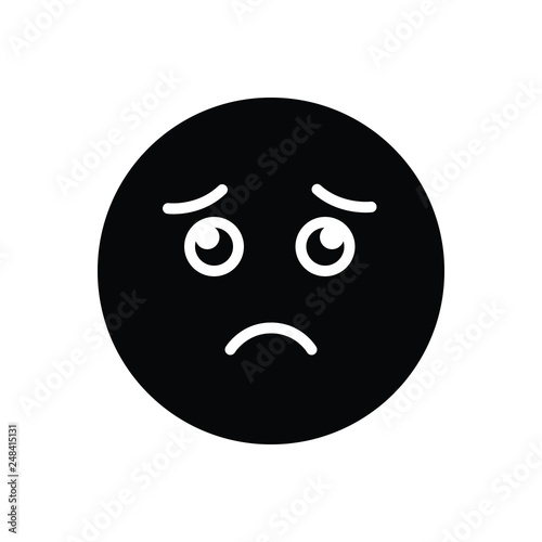 Black solid icon for sad dispirited 