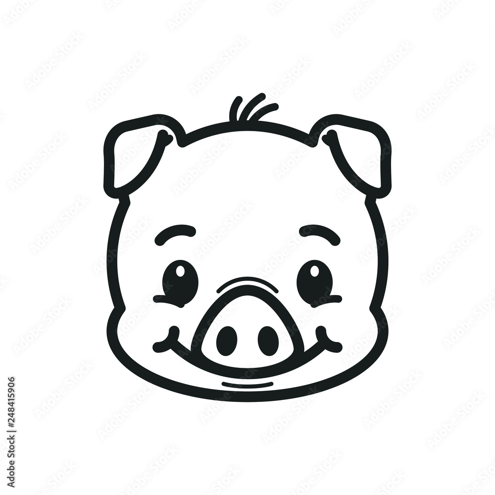 Pig line icon. Logo Piglet face. Piggy head vector illustration Pig line icon. Logo Piglet face. Piggy head vector illustration
