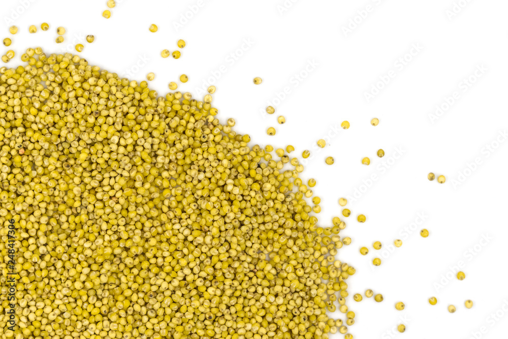 Yellow millet groats isolated on white background Yellow millet groats isolated on white background