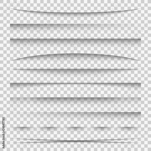 Lines shadow. Paper divider tabs web lines break frame realistic transparent shadows template side bar edge box set