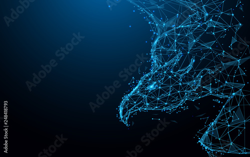 Eagle from lines, triangles and particle style design. Illustration vector