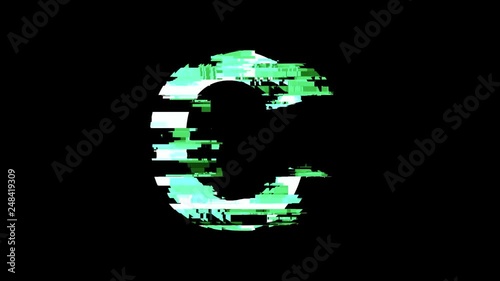 Letter C distorted glitch foturistic digital look - 4K animation alphabet letters set