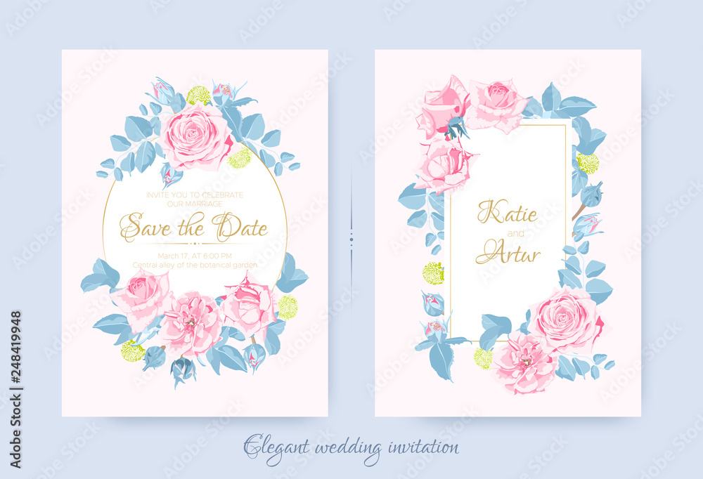 Wedding Cards with Floral Composition.