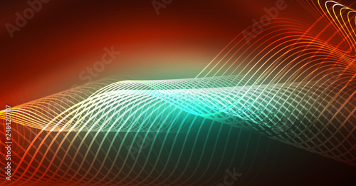 Neon lines wave background. Abstract composition