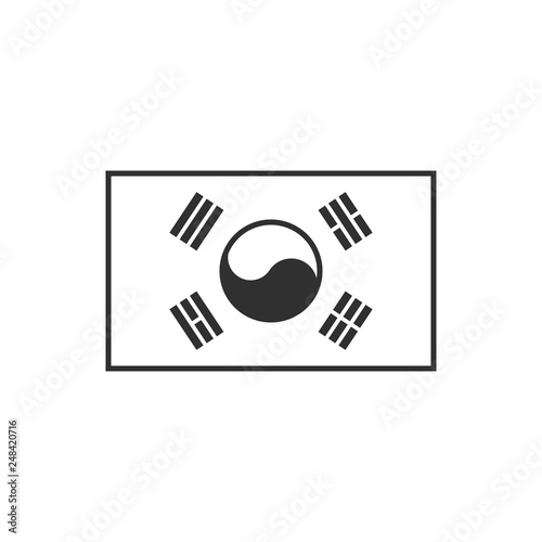 South Korea flag icon in black outline flat design. Independence day or National day holiday concept.