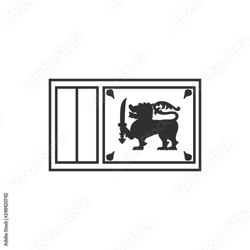 Sri Lanka flag icon in black outline flat design. Independence day or National day holiday concept.