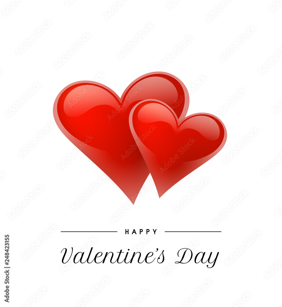 Valentine's Day background with 3d hearts. Vector illustration. Cute love banner or greeting card