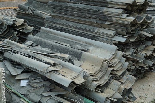 stack of  old and broken roof photo