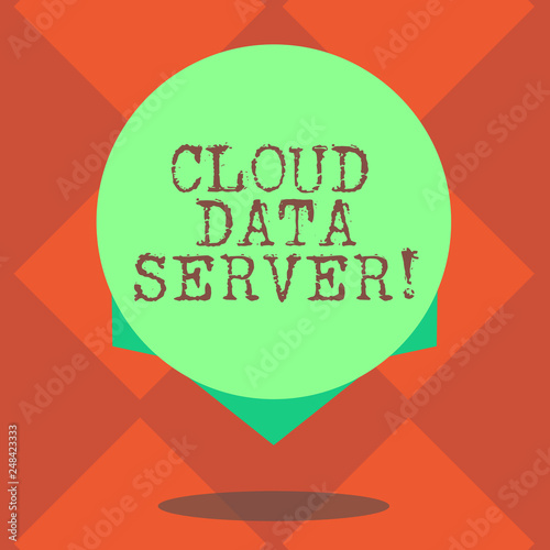 Handwriting text writing Cloud Data Server. Concept meaning built hosted through computing platformInternet internet Blank Color Circle Floating photo with Shadow and Design at the Edge