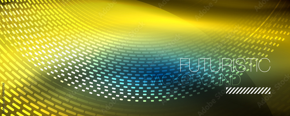 Glowing light particles in dark neon space, magic glow shiny abstract background Glowing light particles in dark neon space, magic glow shiny abstract background