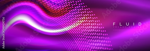 Fluid colors mixing glowing neon wave background, holographic texture