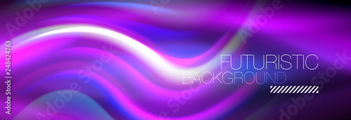 Fluid colors mixing glowing neon wave background, holographic texture