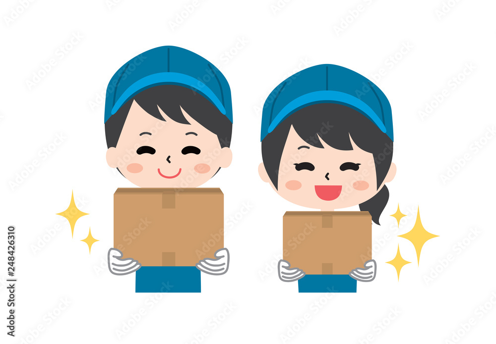 Workers with cardboard Upper body Workers with cardboard Upper body