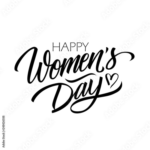 Happy Women's Day calligraphic lettering design celebrate card template. Creative typography for holiday greetings and invitations. Vector illustration.