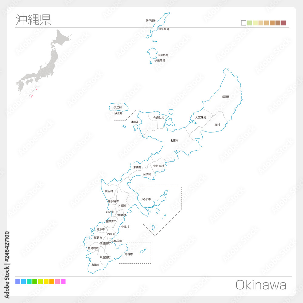 沖縄県の地図（市町村・区分け）