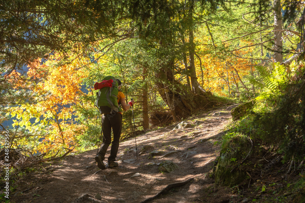 Obraz premium A great warm autumn in France in the Alpine mountains on tourist paths with magnificent views around.