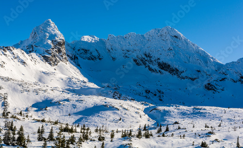 The Green Gasienicowa Valley and ridge with such peaks as Koscielec and Swinica (Svinica). Tatra National Park, Poland.